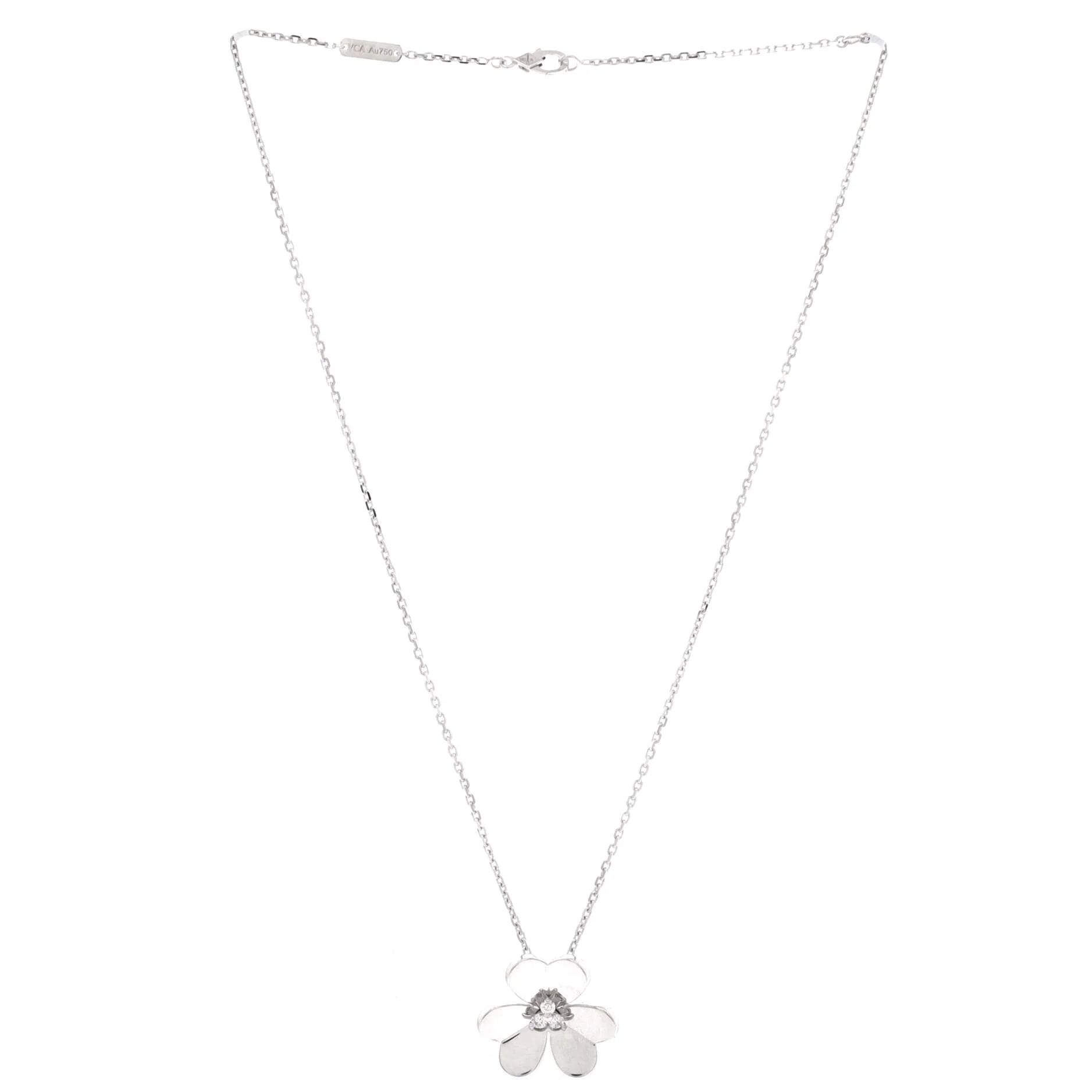 Frivole Pendant Necklace 18K White Gold with Diamonds Large