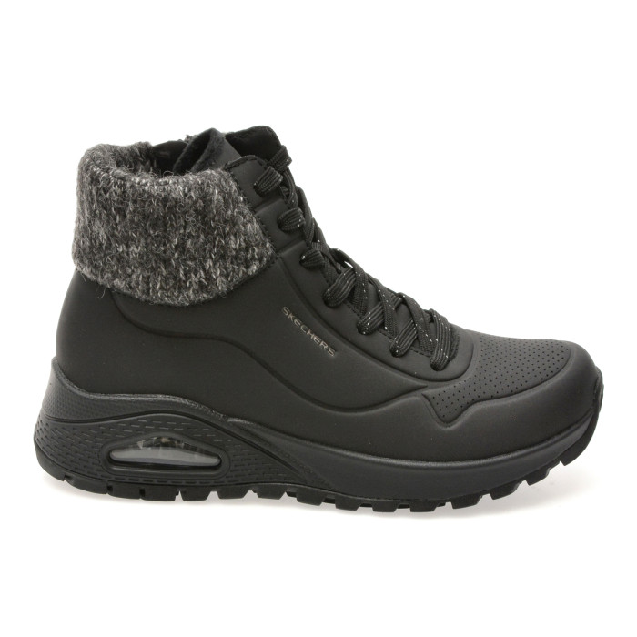 Ghete SKECHERS negre, UNO RUGGED, din piele ecologica