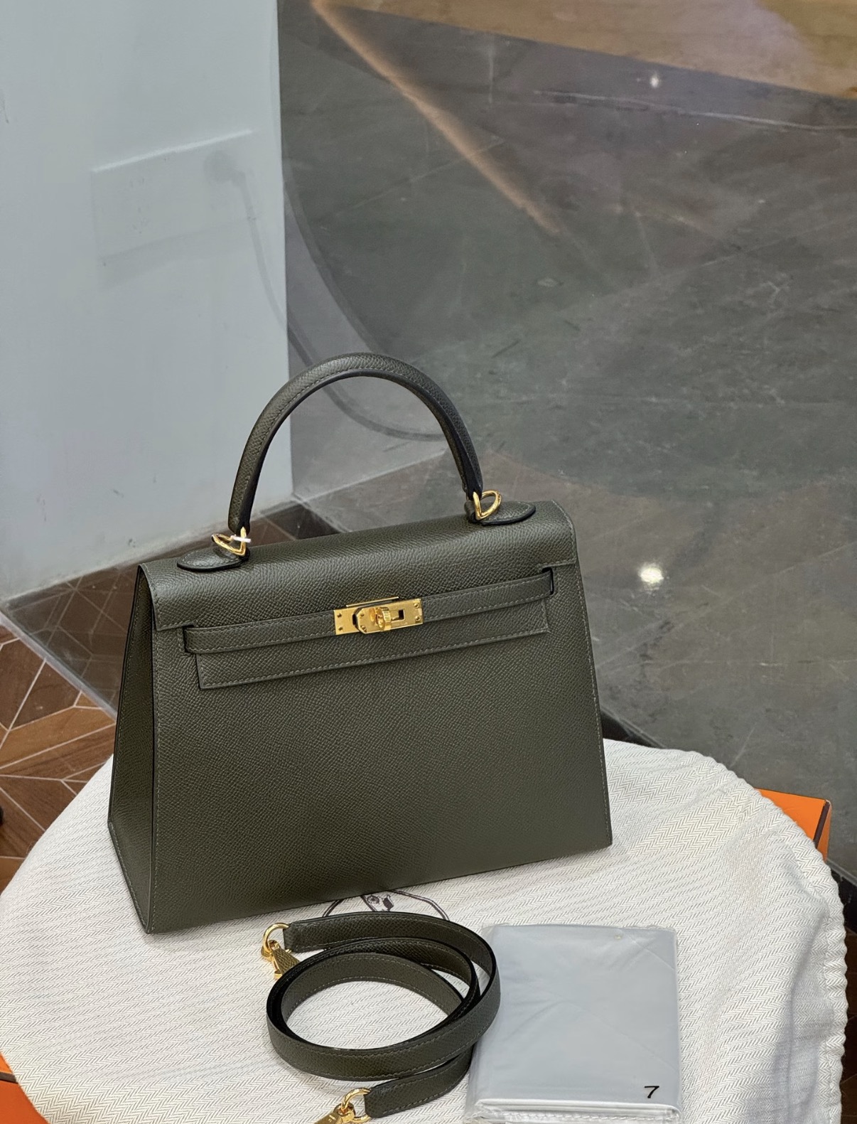 Kelly 25-28 Olive Green Gold EPSOM Buckle Custom - Artisantouchss
