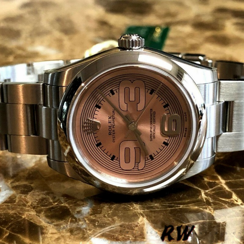 Rolex Oyster Perpetual 177200 Pink Maxi Arabic Dial Domed Bezel 31mm Lady Replica Watch