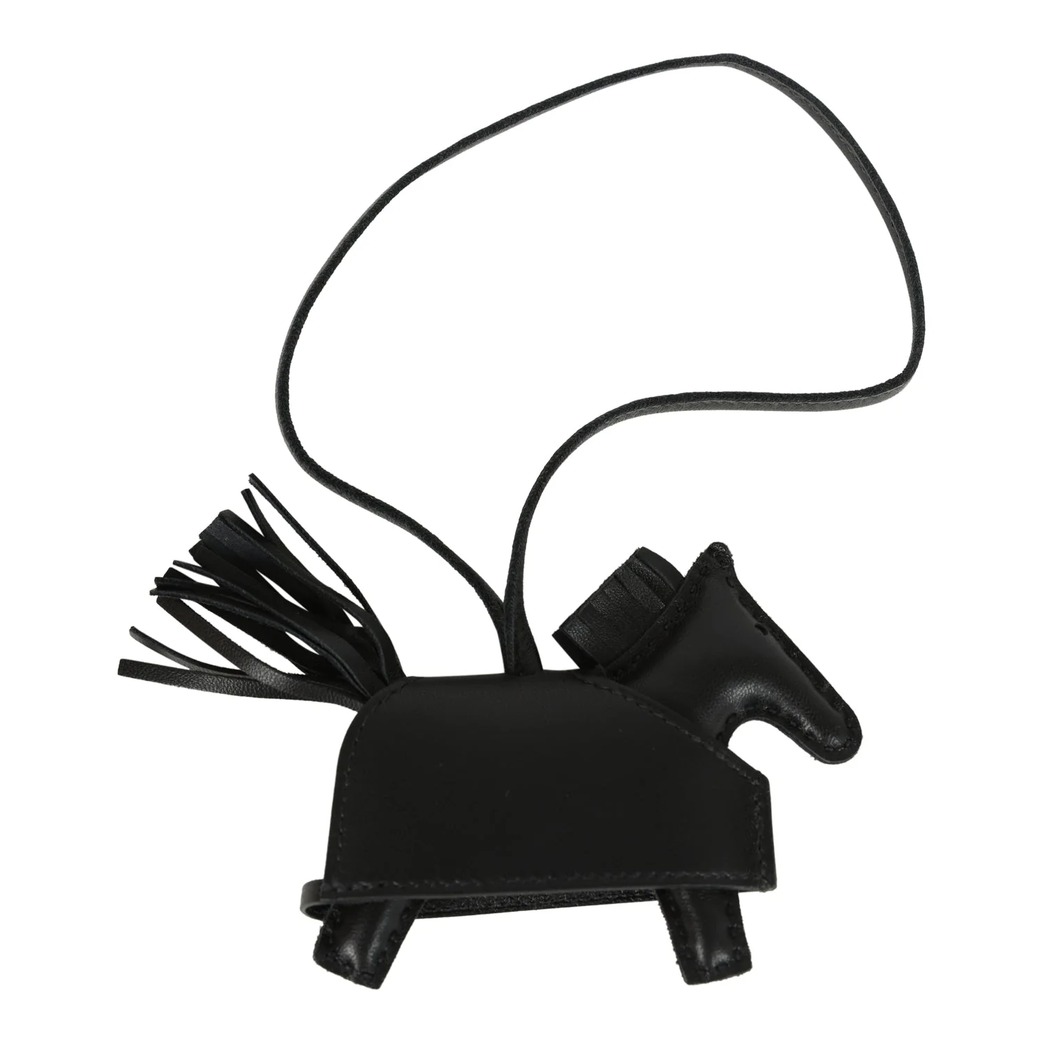 Hermes Rodeo Rock Bag Charm PM Black Milo Lambskin Palladium Hardware