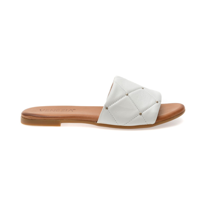 Papuci VENEZIA albi, 301346, din piele naturala