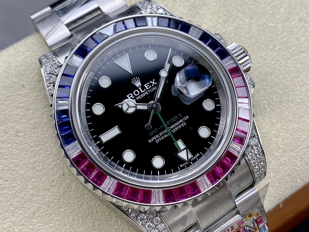 Rolex GMT Master II 126710BLRO Black Dial Diamond Case 40MM Men's Watch