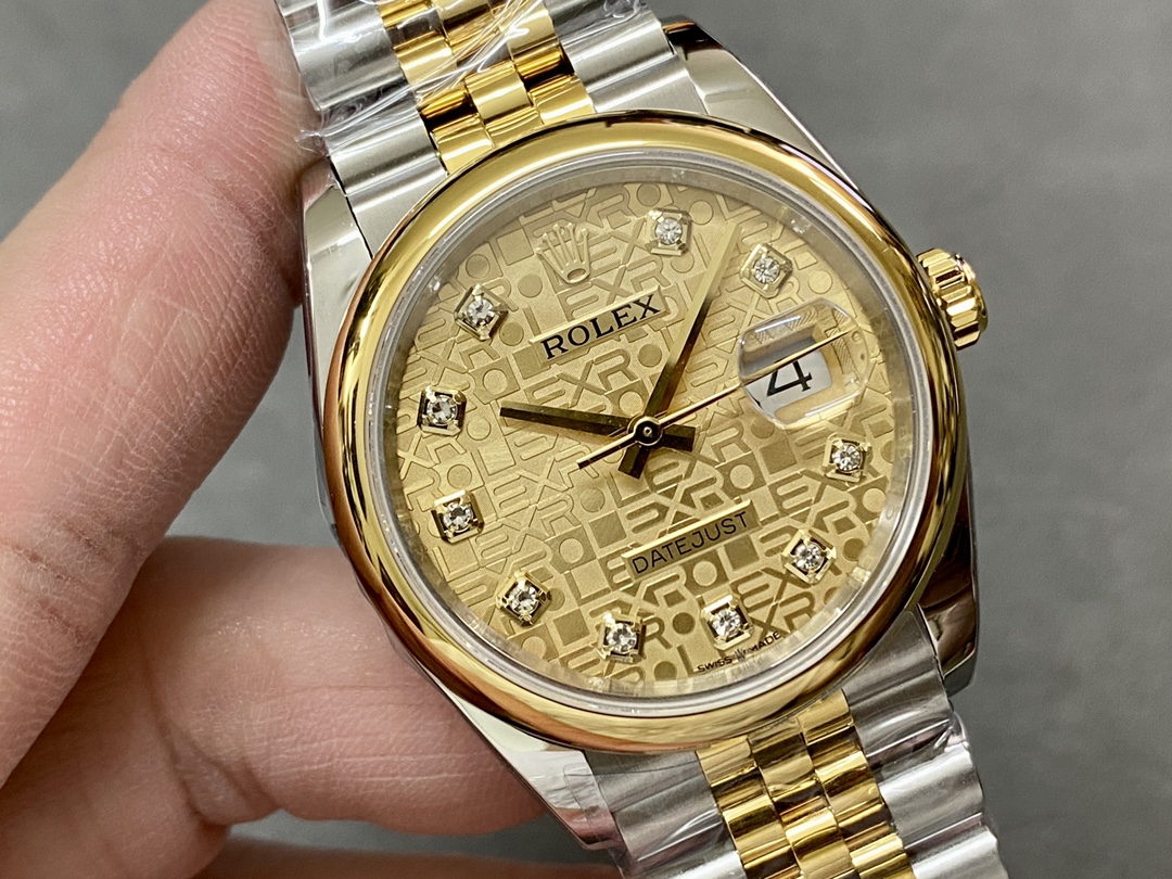 Rolex Datejust 36 Champagne Diamond 116203 0173 Women's Watch