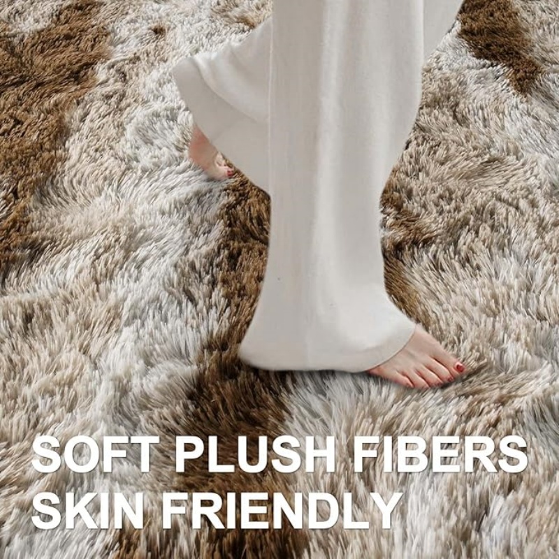 6x9 Ft Large Shag Black Rug for Living Room