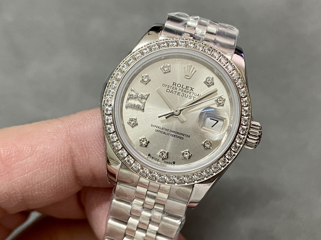 Rolex Datejust 28mm White Gold Silver Diamond President 279139rbr 0003 Women's Watch