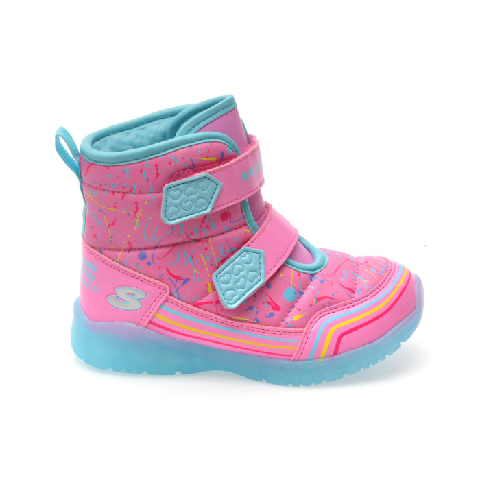 Ghete SKECHERS roz, ILLUMI-BRIGHTS, din piele ecologica