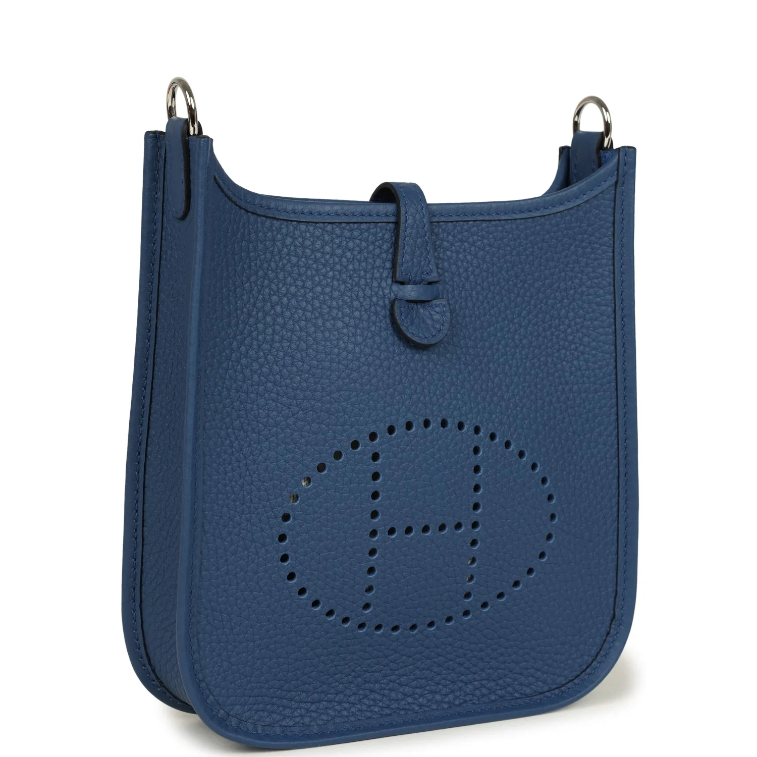 Hermes Evelyne TPM Bleu Tie Clemence Palladium Hardware