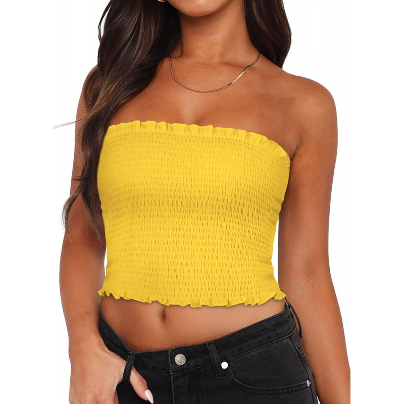 AURETOP Women's Tube Top Summer Strapless Crop Tops