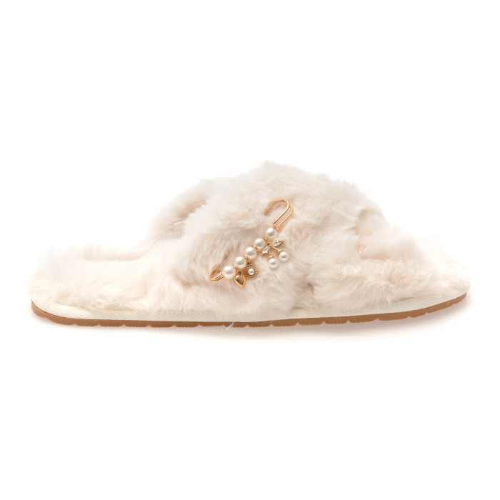Papuci ALDO albi, SNOWKISSEDCHARM 102, din material textil