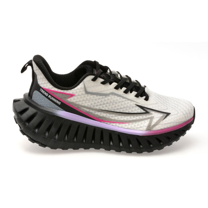 Pantofi sport NHOT alb-negru, A386, din material textil