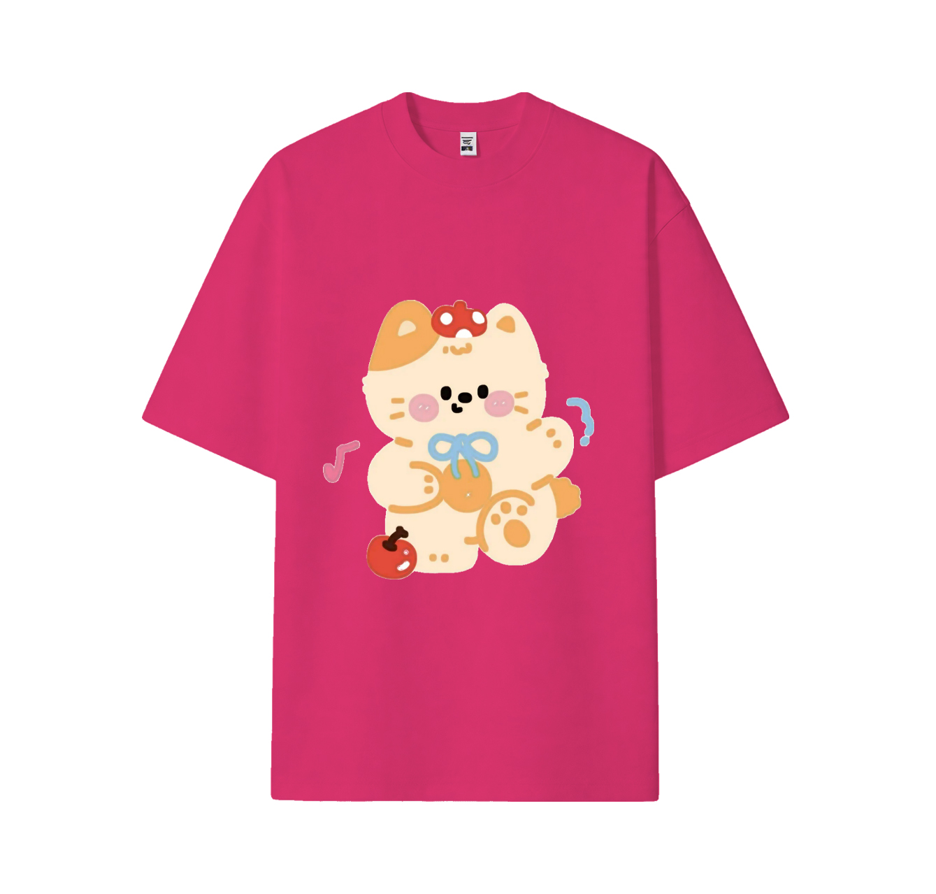 A short-sleeved shirt with an orange kitten print is a must-have item in your summer wardrobe.