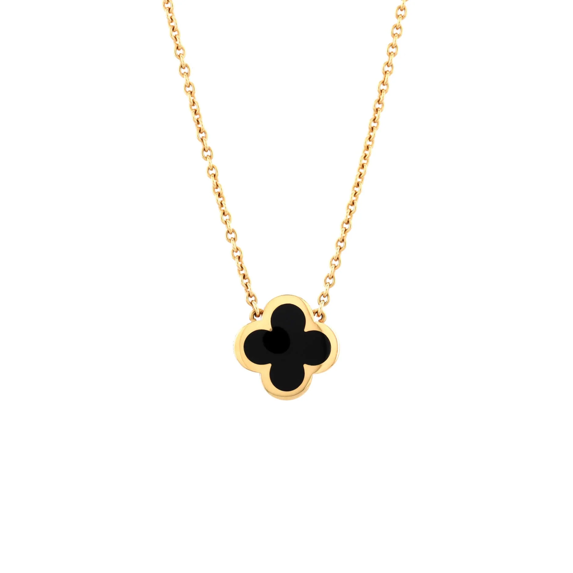 Pure Alhambra Pendant Necklace Yellow Gold and Onyx