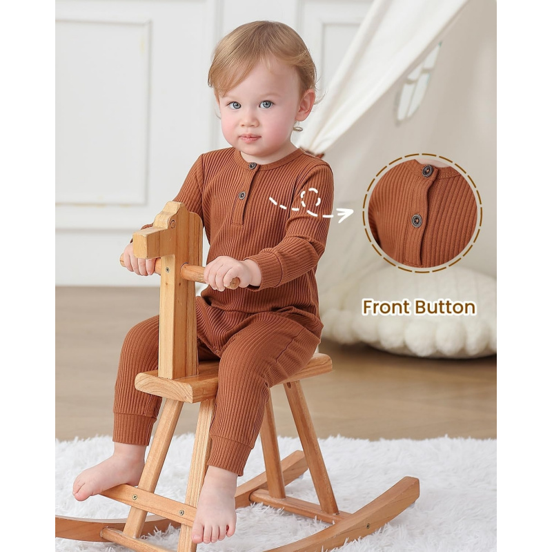 VAELIRAEL Baby Boy Girl 2/3 Pack Solid Romper