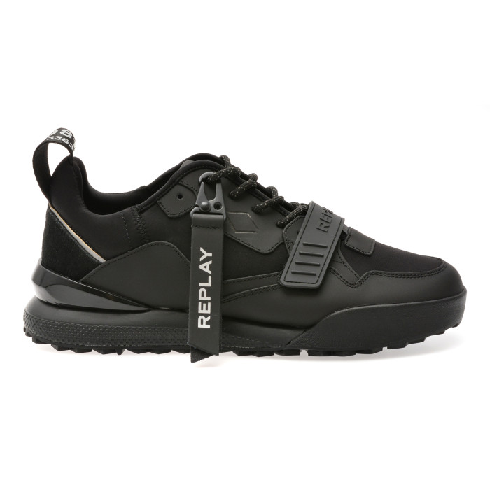 Pantofi sport REPLAY negri, MS8L19L, din material textil si piele naturala