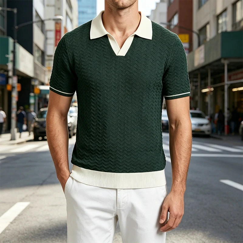 Mivanity Textured wave polo shirt