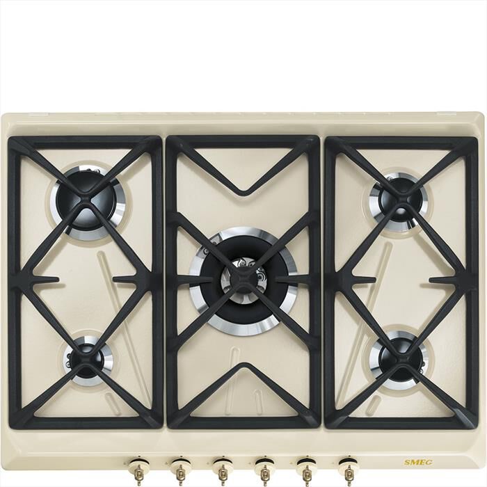 SMEG - Piano cottura a gas SRV876POGH 5 fuochi 68,5cm-Panna