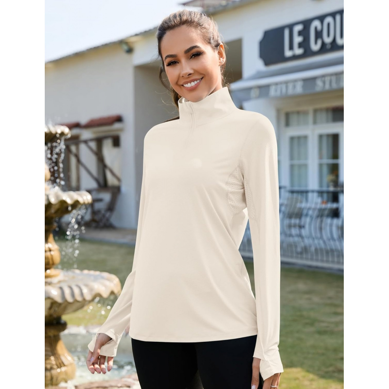 AURETOP Women's 1/4 zip UPF 50+ Sun Shirt SPF Long Sleeve