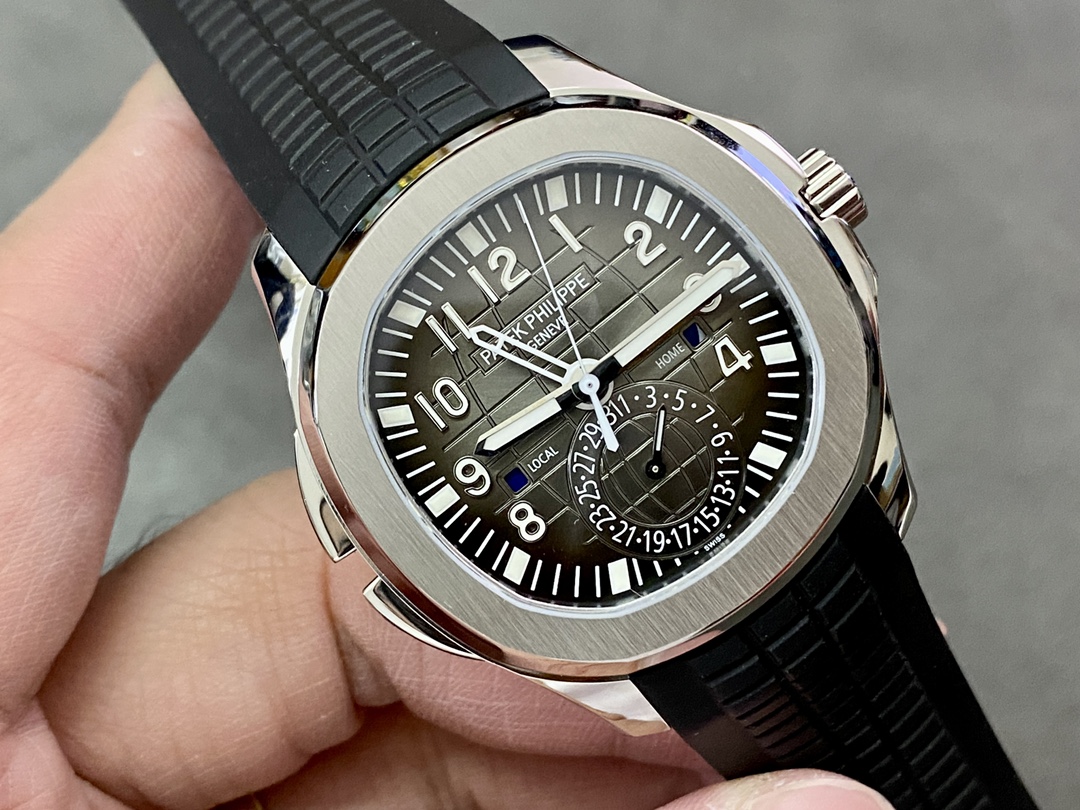 Replica Patek Philippe Aquanaut 5164A 001 Stainless Steel Dual Time 40mm Mens Watch