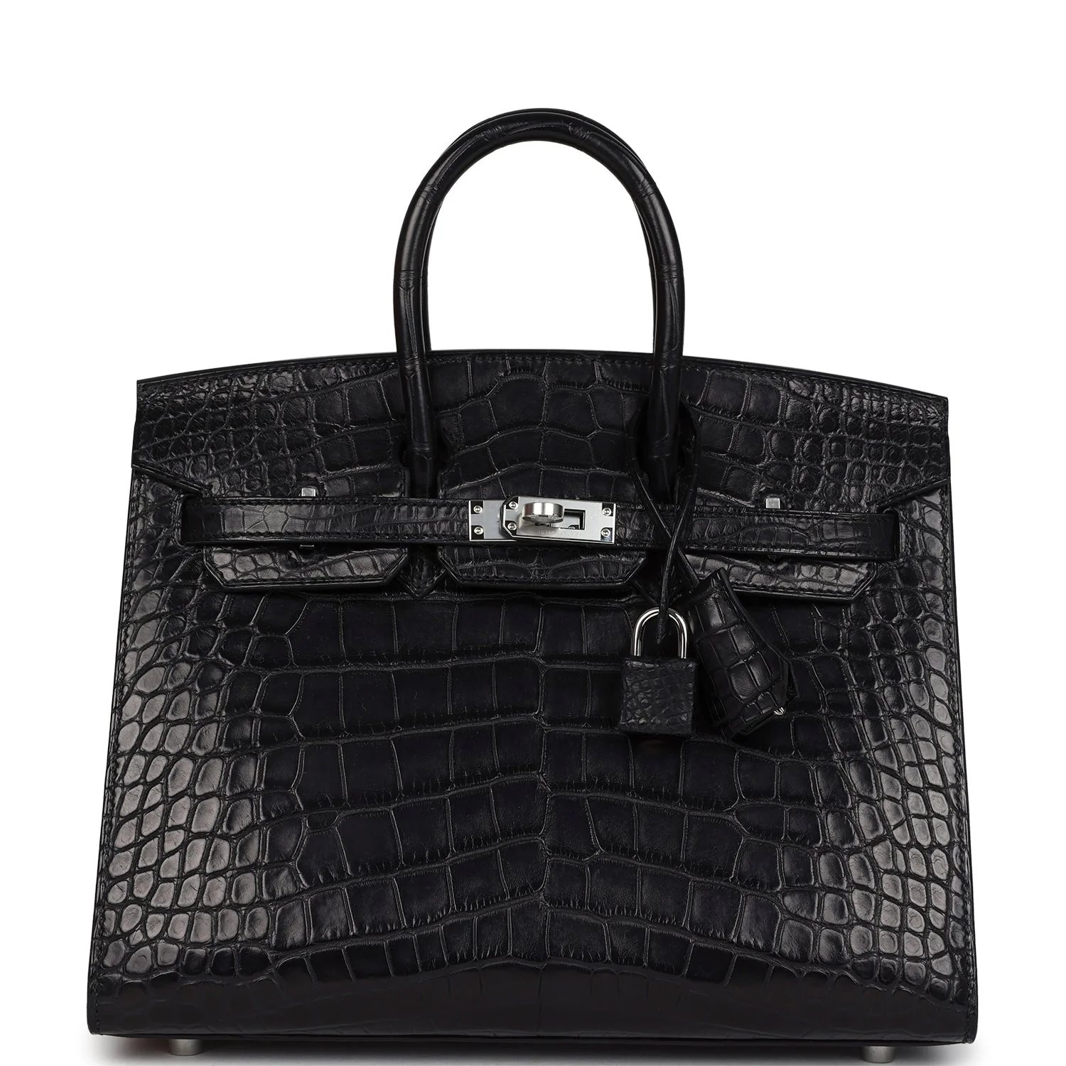 Hermes Birkin Sellier 25 Black Matte Alligator Palladium Hardware