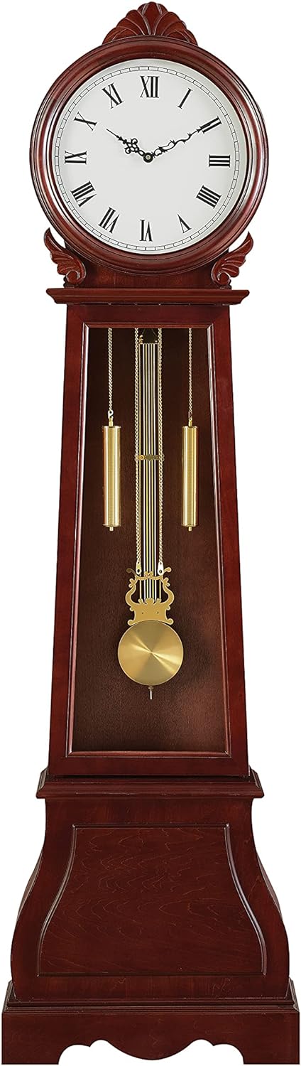 Home AND Kitchen Coaster Home Furnishings Grandfather Clock with Chime Brown Red