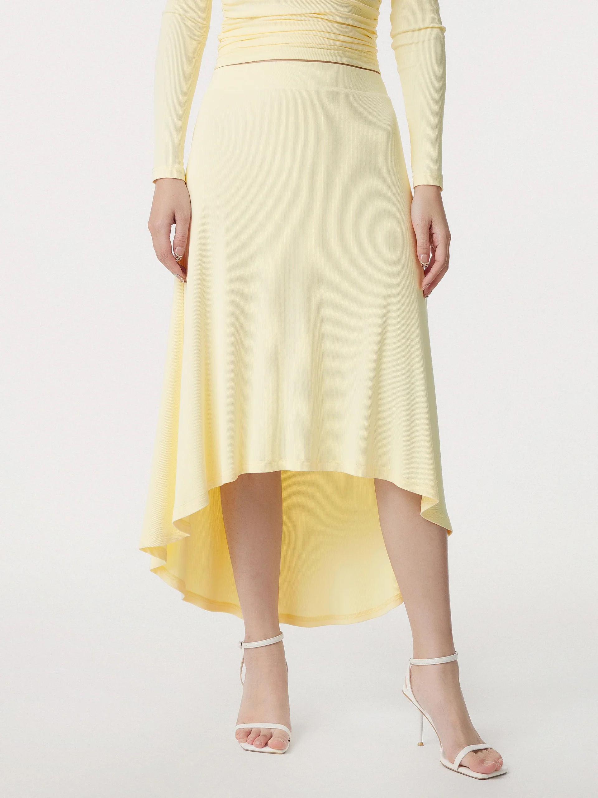 Coastal Flowy High-low Midi Skirt