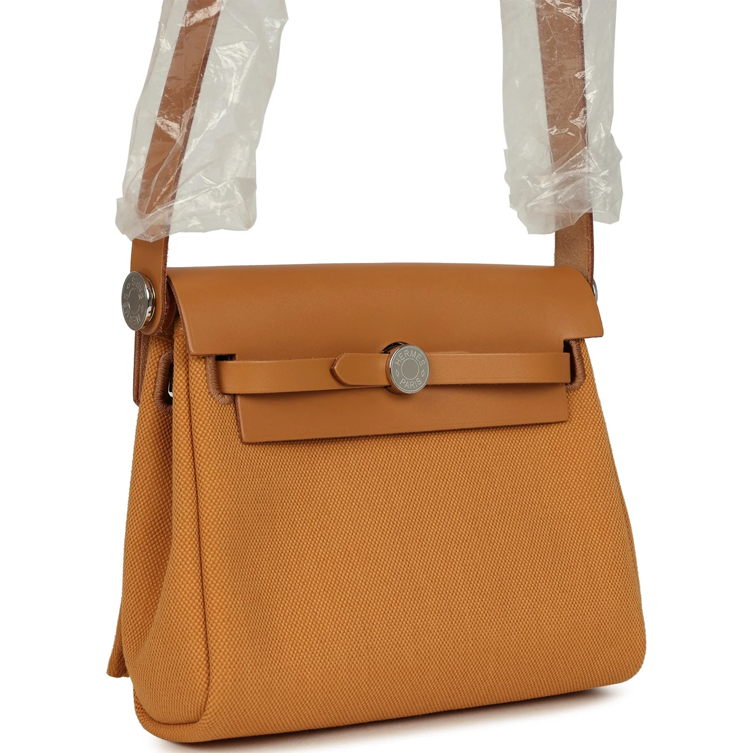 Hermes Herbag Zip 20 Mini Naturel Sable Toile Militaire Canvas and Vache Hunter Palladium Hardware