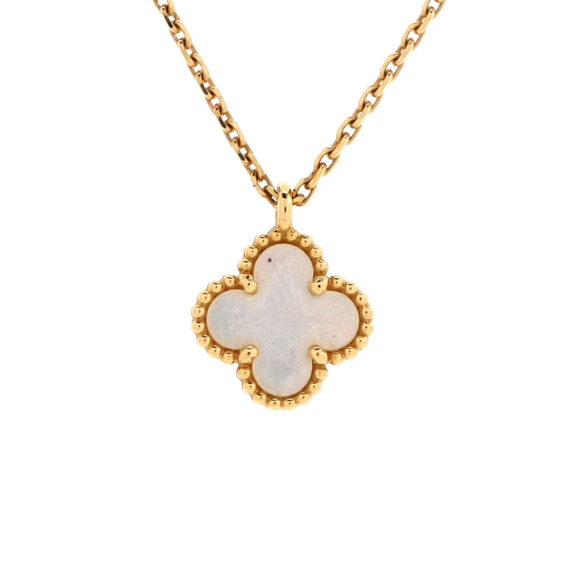 Sweet Alhambra Pendant Necklace 18K Yellow Gold and Mother of Pearl