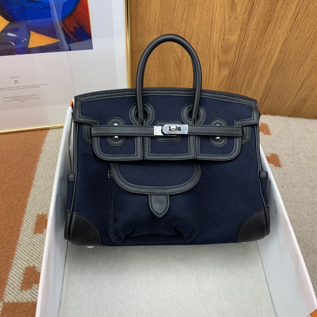 Hermes Birkin Cargo 25 Black, SIlver Toned Hardware Bag For Women, Women’s Handbags, Shoulder Bags 9.8in/25cm