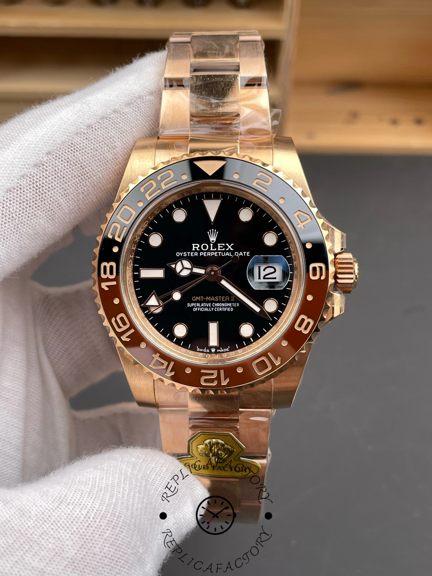 Rolex GMT-Master II 126715CHNR Black Dial Everose case 40MM Mens Replica Watch