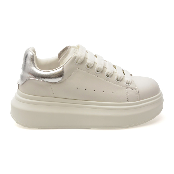 Pantofi sport EPICA albi, 70622, din piele naturala