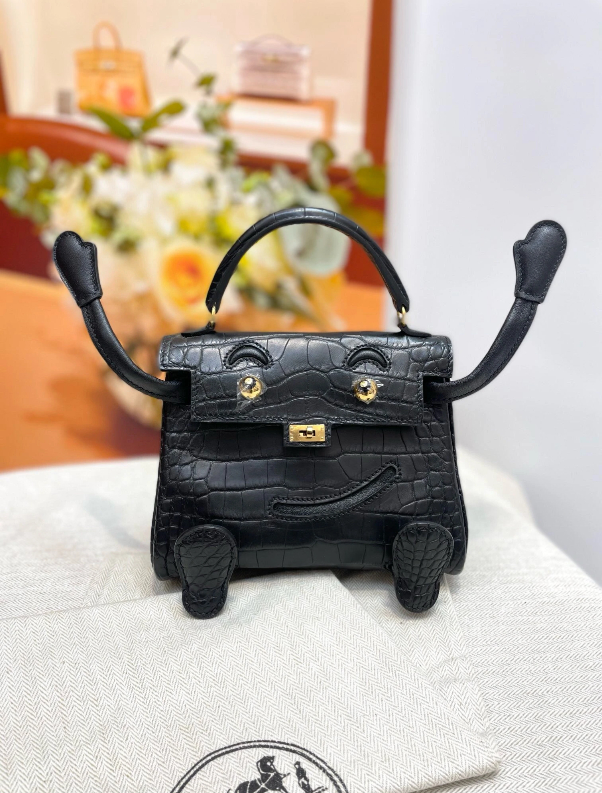 Hermès Kellly doll bag Gold buckle crocodile leather custom