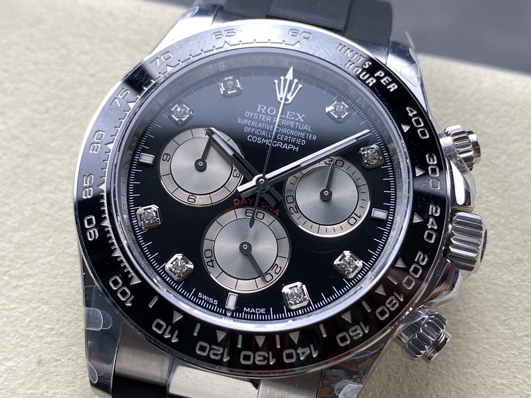 Rolex Daytona 116519 White Gold Automatic Black Dial Diamonds 40mm Mens Replica Watch
