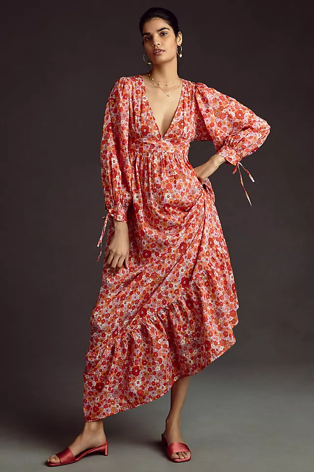 Antik Batik Printed Floral Dress RED