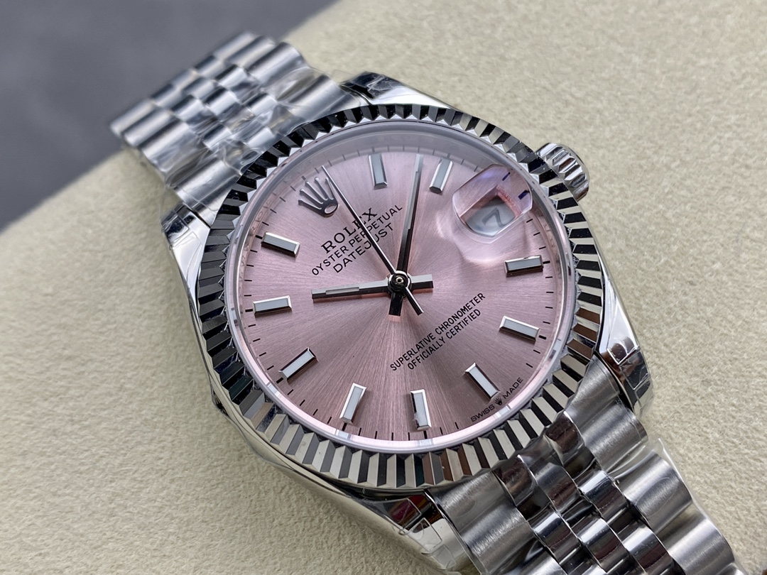 Rolex Datejust 31 Stainless Steel and White Gold Pink Dial M278274 0014 Women's Watch