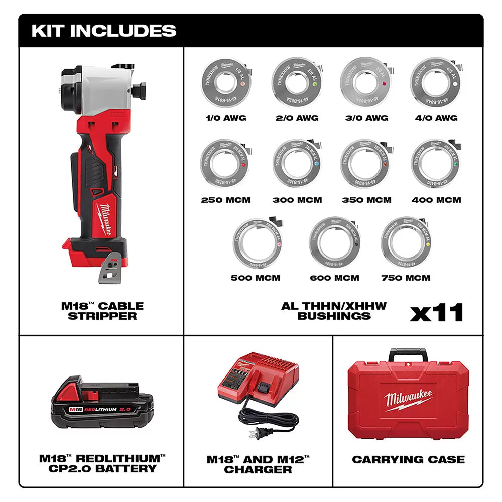 Milwaukee 2935AL-21 M18 18V Cable Stripper Kit for Aluminum THHN, XHHW
