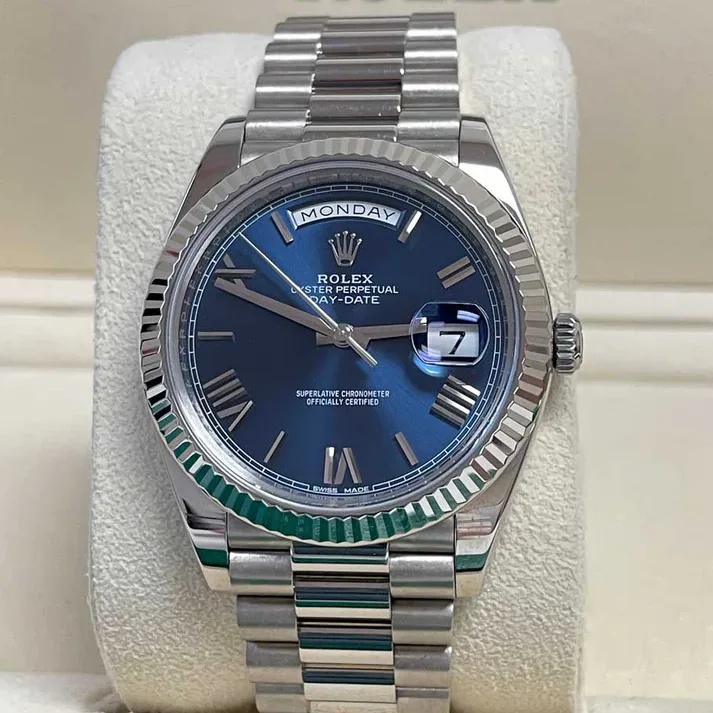 【Super Clone】RLX  Day-Date "President" 40mm Blue Roman Dial  228236-0007