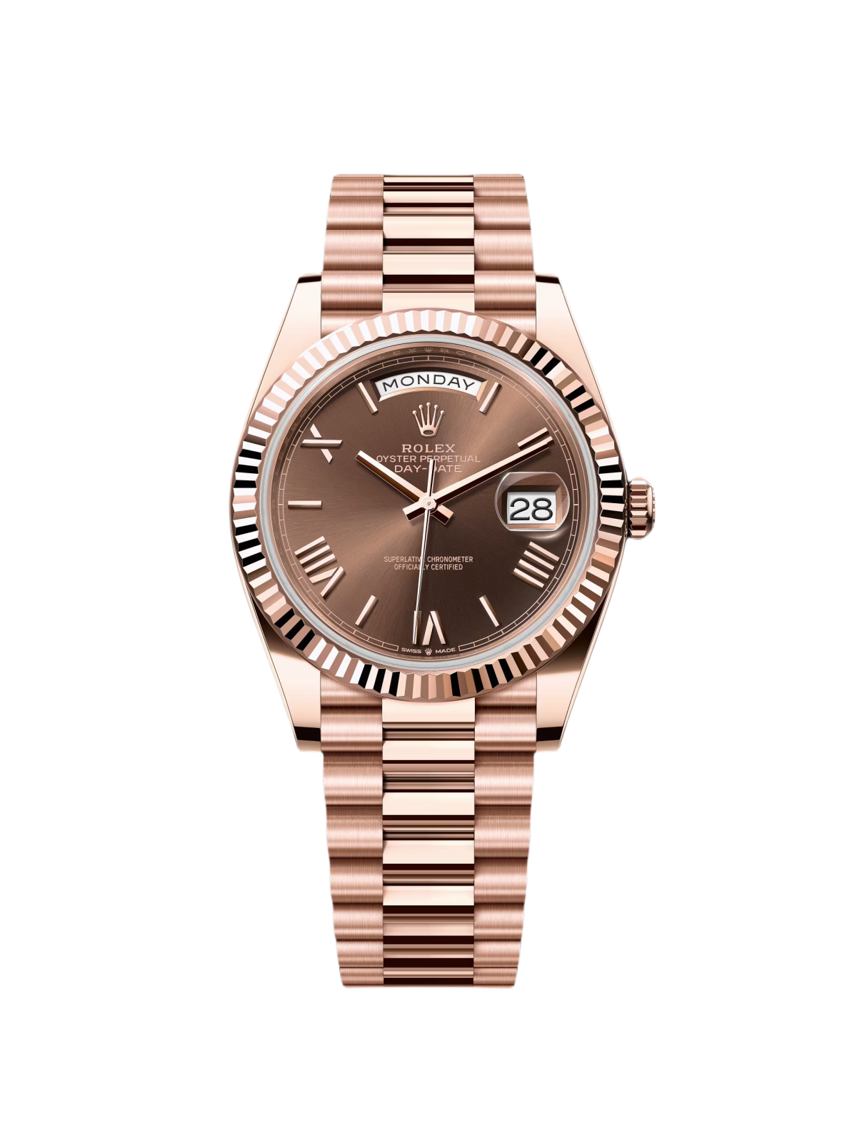 【Super Clone】RLX  Day-Date "President" 40mm Everose Gold Chocolate Roman Dial - 228235
