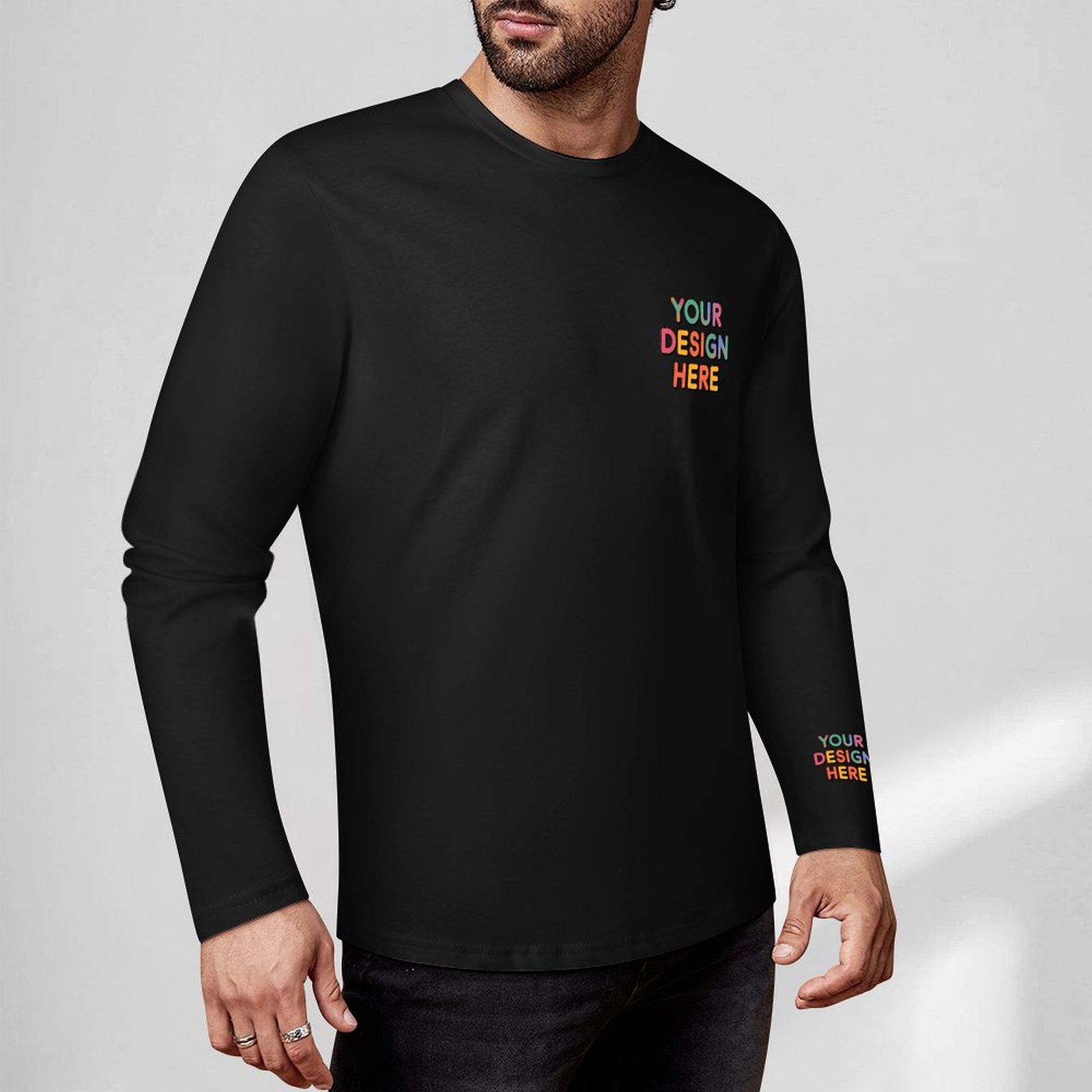 Custom Men’s Premium 160g Pure Cotton Long Sleeved T-Shirt