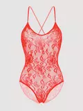 Lovehoney Red Crotchless Lace Spaghetti Strap Body