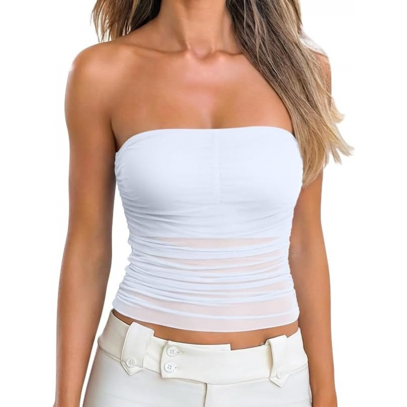 AURETOP Women's Strapless Mesh Tube Top