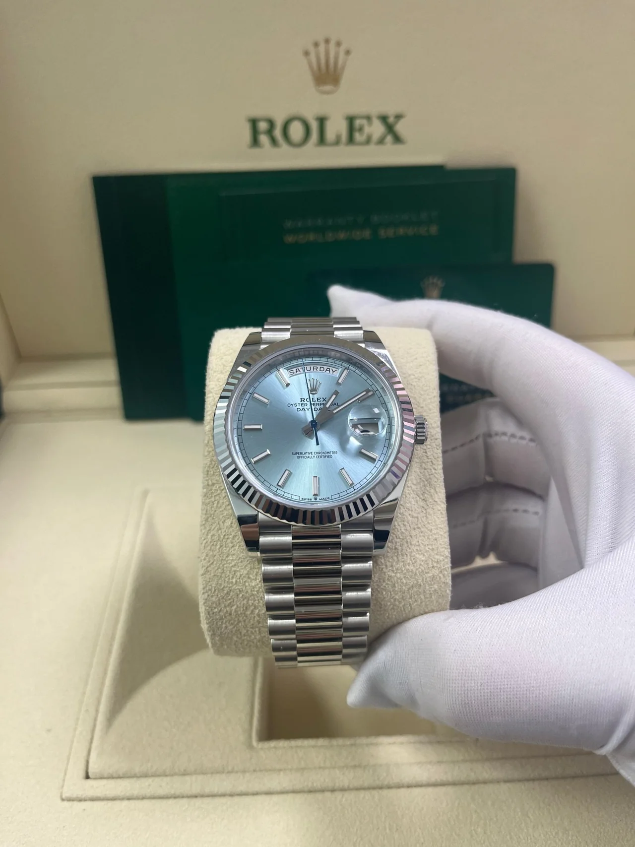 Rolex Day-Date 40 Ice Blue Dial m228236 0018 Men's Watch