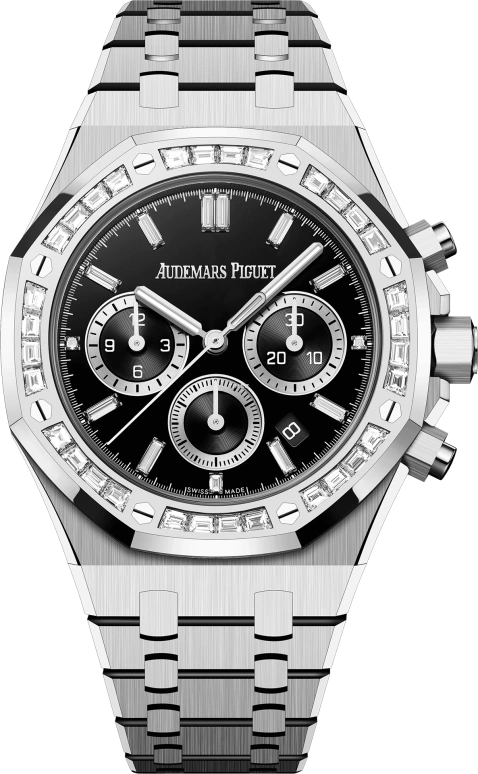 AP Royal Oak Diamond Set Steel Watch 41mm Black Dial
