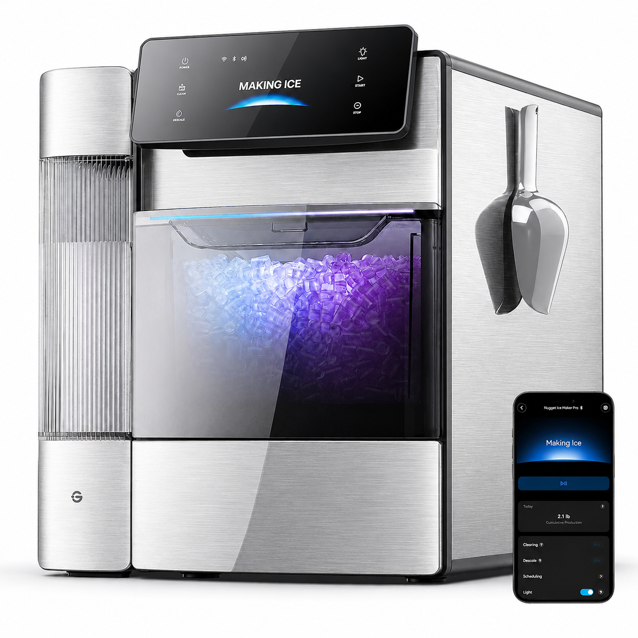 🔥Summer Deal🔥 Nugget Ice Maker – Soft Chewable Ice in 6 Minutes