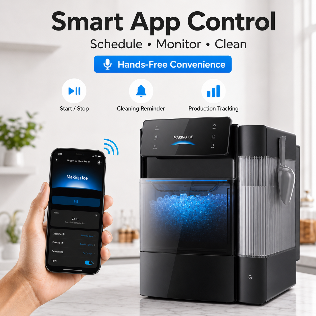 🔥Summer Deal🔥 Nugget Ice Maker – Soft Chewable Ice in 6 Minutes