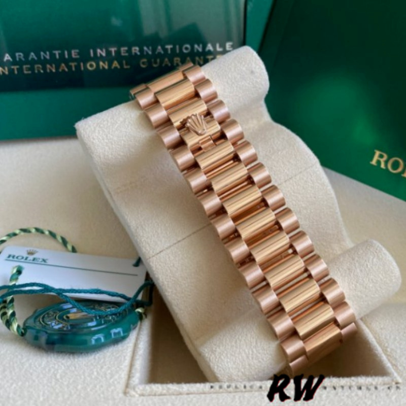 Rolex Day-Date 228345RBR White Roman Dial Diamond Bezel 40mm Mens Replica Watch
