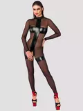 Noir Handmade Black Wetlook Crotchless Catsuit