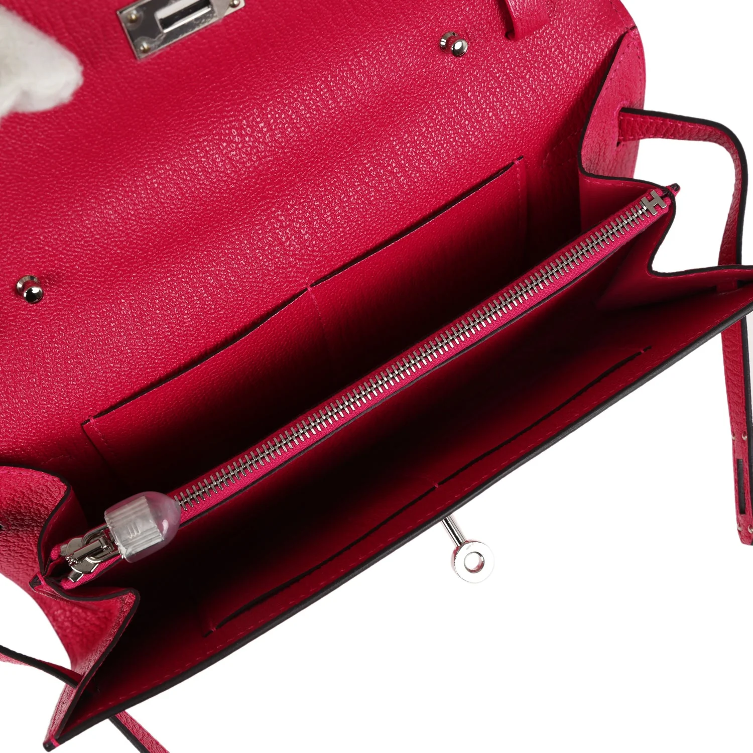 Hermes Kelly Wallet To Go Rose Mexico Chevre Palladium Hardware