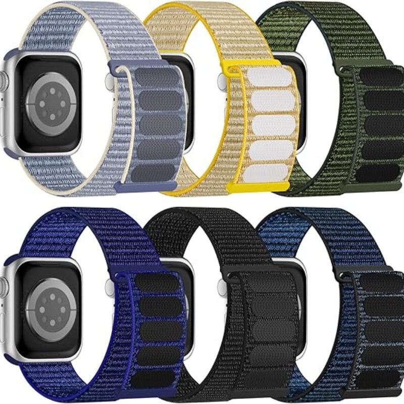 STRAPTIQUE 6 Pack Sport Nylon Loop Band Compatible with Apple Watch Band
