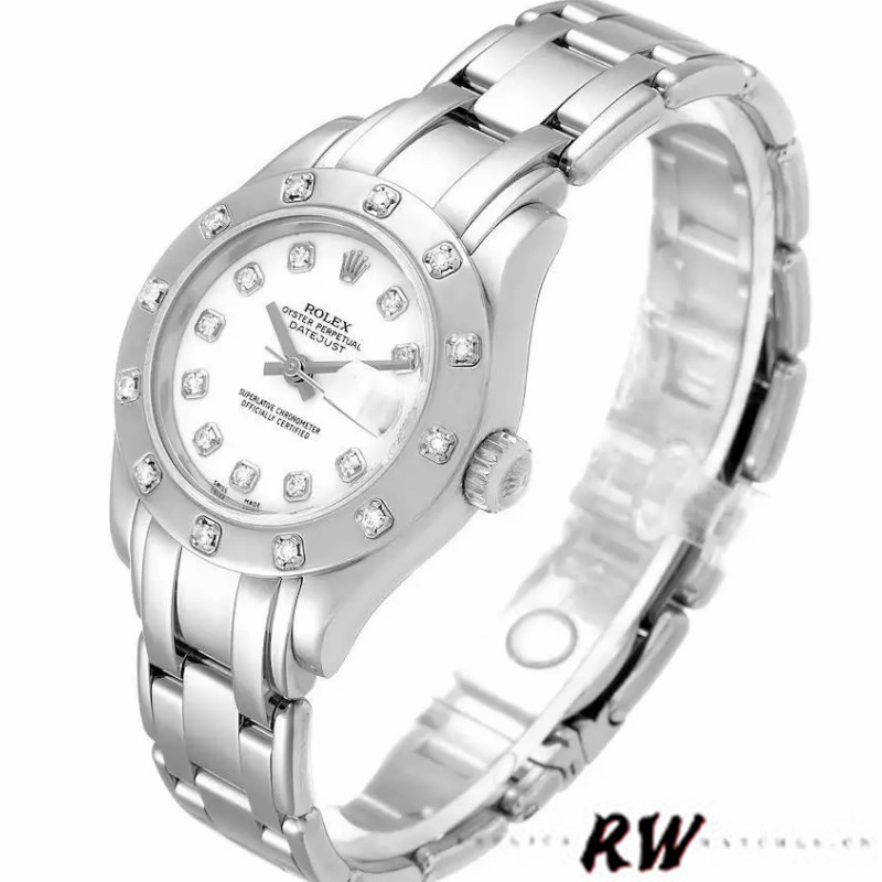 Rolex Masterpiece Pearlmaster 80319 White Roman Dial 29MM Lady Replica Watch